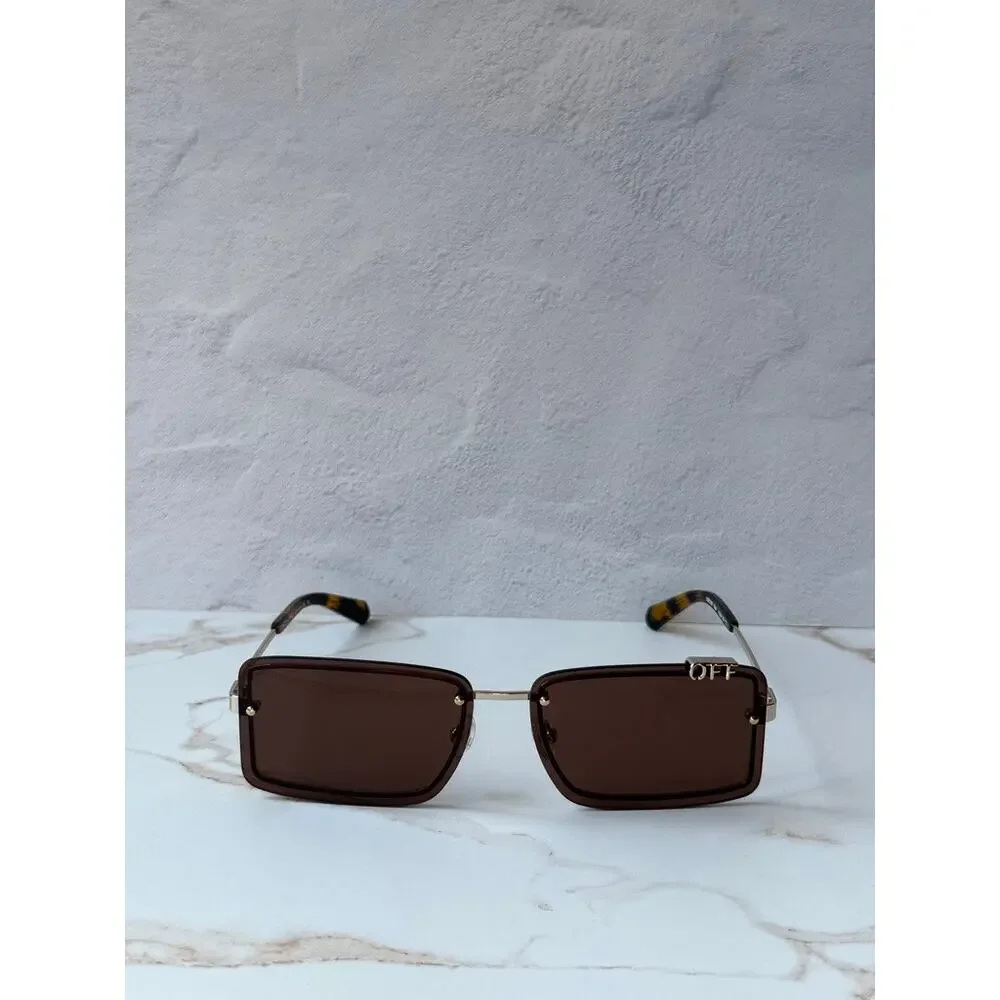 NEW Off White Tampa Gold Brown Rimless Unisex Sunglasses